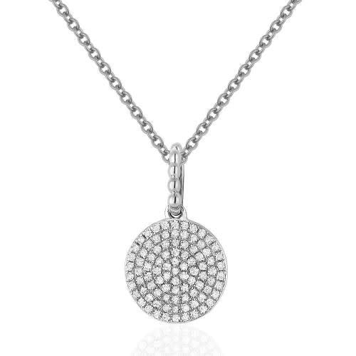 N1157W 14kt white gold diamond pave circle necklace