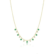 Yellow Gold Emerald and Diamond Layering Necklace