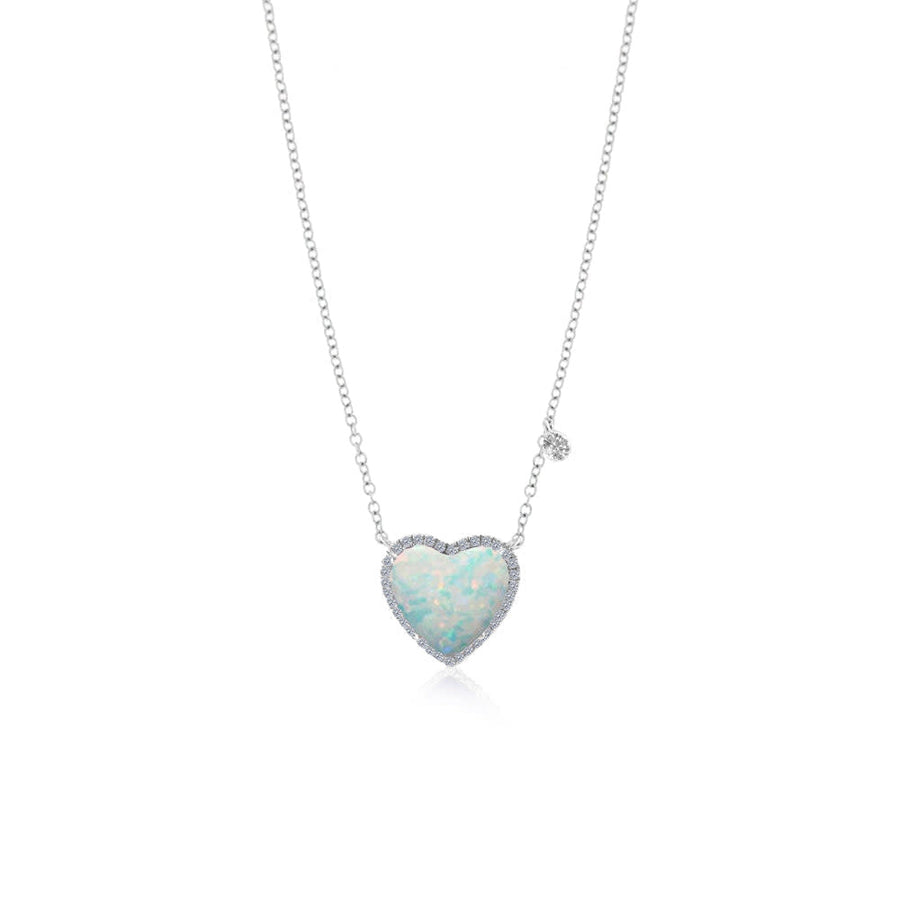 White Opal Heart Necklace