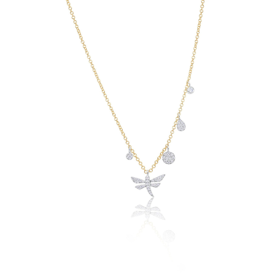 Two Tone Gold Dragonfly Necklace