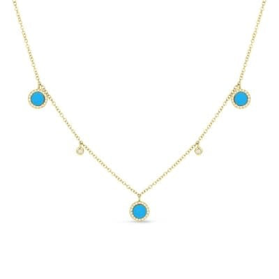 N1378 Turquoise & Diamond Station Necklace