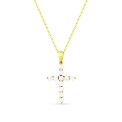 N1394 14kt Gold Cross Diamond Necklace