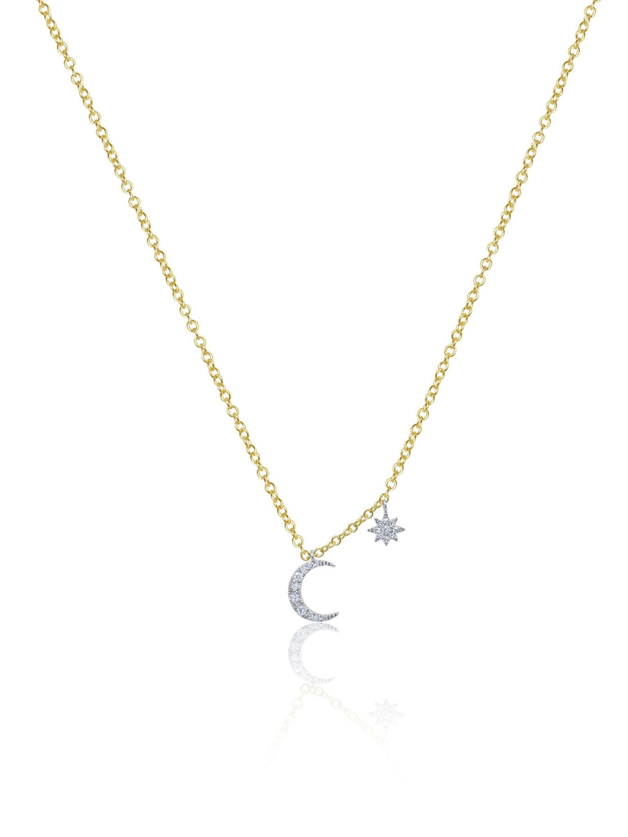 N13968 Diamond Moon & Starburst Necklace