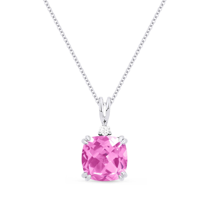 N1464PCW - Created Pink Sapphire & Diamond Accent Necklace