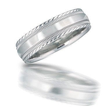 N00136 Engraved Milgrain Wedding Band