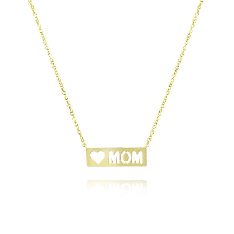 14kt Yellow Gold Mom Plate Necklace