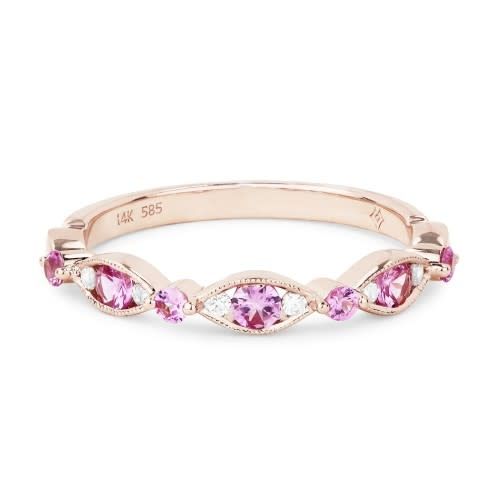 R1056PSP Pink Sapphire and Diamond Band