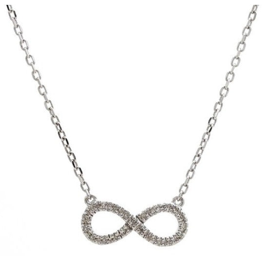 N0771 Silver Diamond Infinity Necklace