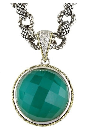 Andrea Candela Green Agate and Diamond Pendant