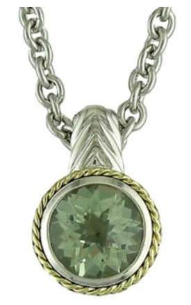 Andrea Candela 18kt and Sterling Silver Round Green Amethyst Pendant