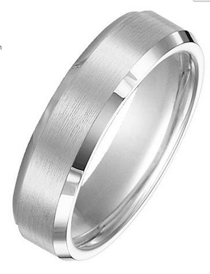 Triton 11-2233HC white tungsten brushed wedding band