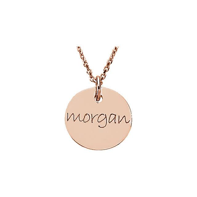 14kt gold engraved mini disc pendant