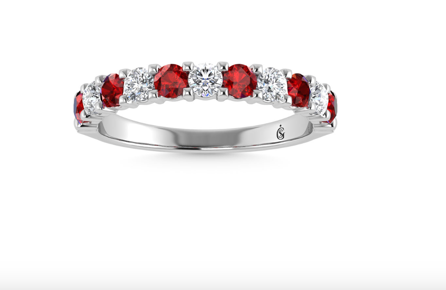 14kt WG ruby and diamond band 0.94 ct tw