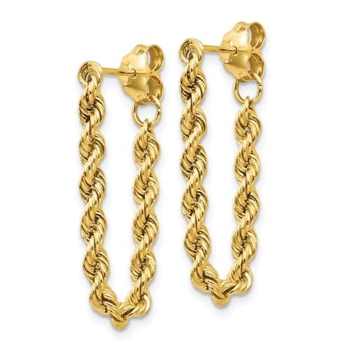 14kt Yellow Gold Hollow Rope Earrings