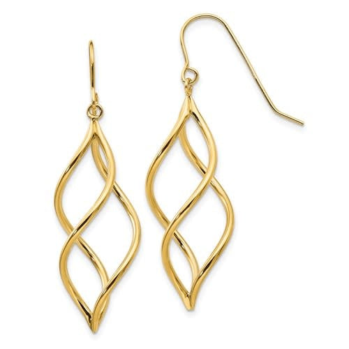 14kt yellow gold swirl dangle earrings