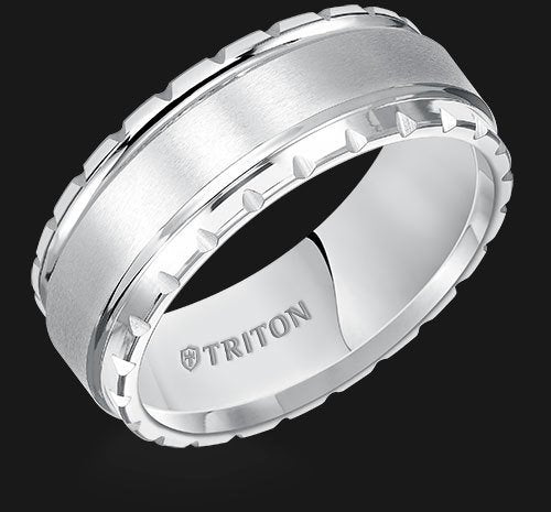 Triton 11-5244HC white tungsten 8mm triton tungsten carbide wedding band