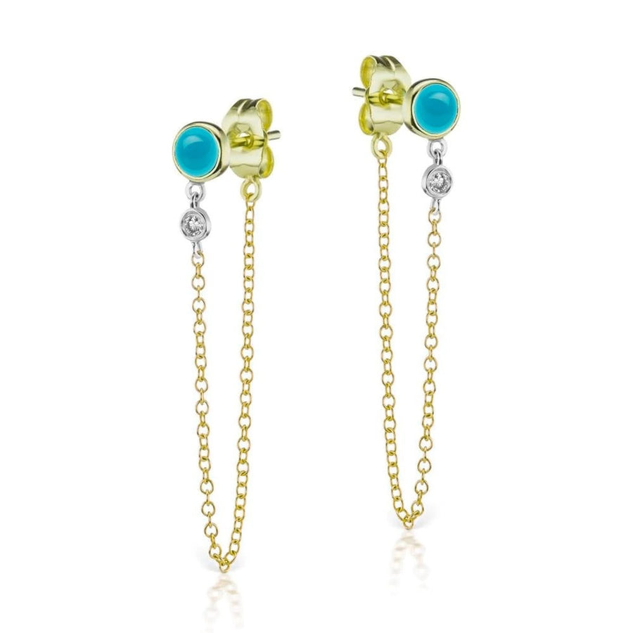 Turquoise & Diamond Chain Earrings