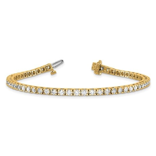 2.86 carat Lab Grown Diamond Tennis Bracelet 14kt Yellow Gold